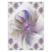 エネルギッシュカラフルな抽象芸術フラクタル芸術花 テーブルクロス (正面)