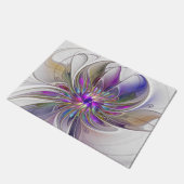 エネルギッシュカラフルな抽象芸術フラクタル芸術花 ドアマット (アングル)