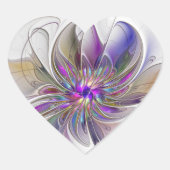 エネルギッシュカラフルな抽象芸術フラクタル芸術花 ハートシール (正面)