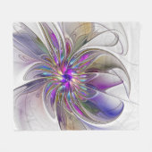 エネルギッシュカラフルな抽象芸術フラクタル芸術花 フリースブランケット (正面(横))