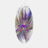 エネルギッシュカラフルな抽象芸術フラクタル芸術花 メタルオーナメント (正面左)