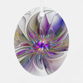 エネルギッシュカラフルな抽象芸術フラクタル芸術花 メタルオーナメント (裏面)