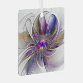 エネルギッシュカラフルな抽象芸術フラクタル芸術花 メタルオーナメント (正面右)