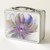 エネルギッシュカラフルな抽象芸術フラクタル芸術花 メタルランチボックス (裏面)