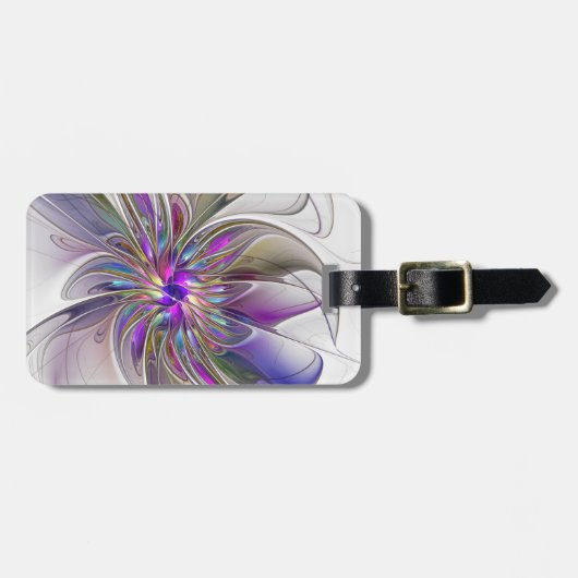 エネルギッシュカラフルな抽象芸術フラクタル芸術花 ラゲッジタグ (正面横)