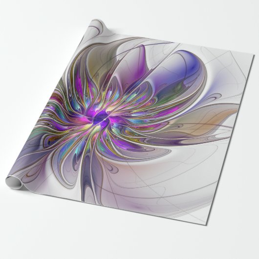 エネルギッシュカラフルな抽象芸術フラクタル芸術花 ラッピングペーパー (アンロールド)