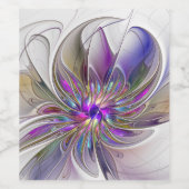 エネルギッシュカラフルな抽象芸術フラクタル芸術花 ワインラベル (シングルラベル)