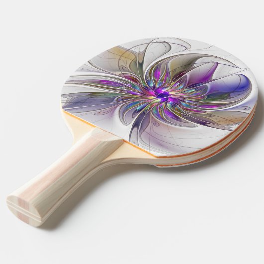 エネルギッシュカラフルな抽象芸術フラクタル芸術花 卓球ラケット (正面アングル)