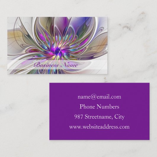エネルギッシュカラフルな抽象芸術フラクタル芸術花 名刺 (正面/裏面)