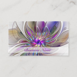 エネルギッシュカラフルな抽象芸術フラクタル芸術花 名刺