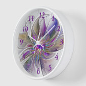 エネルギッシュカラフルな抽象芸術フラクタル芸術花 壁時計 (傾斜)