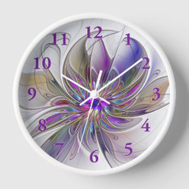 エネルギッシュカラフルな抽象芸術フラクタル芸術花 壁時計