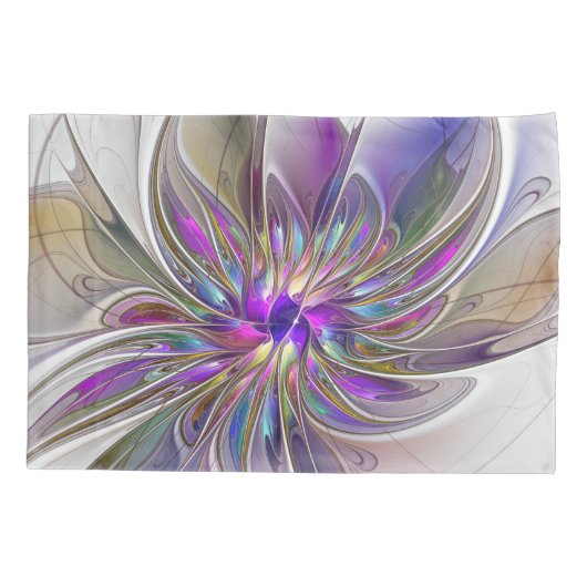 エネルギッシュカラフルな抽象芸術フラクタル芸術花 枕カバー (裏面)