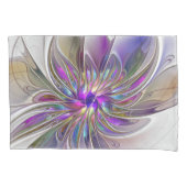 エネルギッシュカラフルな抽象芸術フラクタル芸術花 枕カバー (正面)