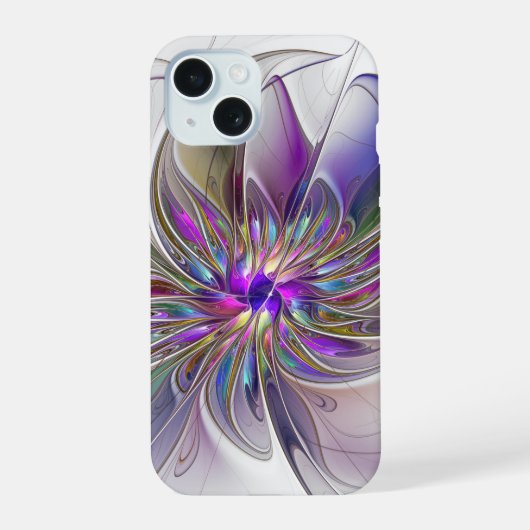 エネルギッシュカラフルな抽象芸術フラクタル芸術花 iPhone 15ケース (裏面)