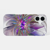 エネルギッシュカラフルな抽象芸術フラクタル芸術花 iPhone 16ケース (裏面横)