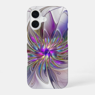 エネルギッシュカラフルな抽象芸術フラクタル芸術花 iPhone 16ケース