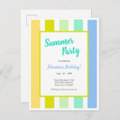 エネルギッシュストライプブライトパーティの招待状 案内ポストカード (正面/裏面)