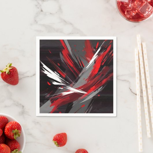 エネルギッシュ抽象芸術赤とはっきりした灰色 スタンダードカクテルナプキン (インサイチュ)
