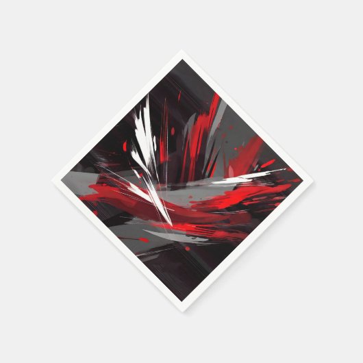 エネルギッシュ抽象芸術赤とはっきりした灰色 スタンダードカクテルナプキン (角)