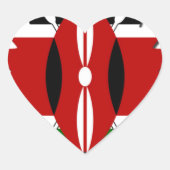 エネルギッシュ・ケニア国旗のスターイラストレーション ハートシール (正面)