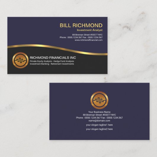 エネルギーはっきりしたレトロフェイク金ゴールド波投資 名刺 (正面/裏面)