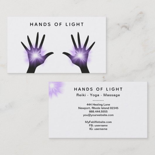 *~*エネルギーは霊気に治療ライトを渡します 名刺 (正面/裏面)