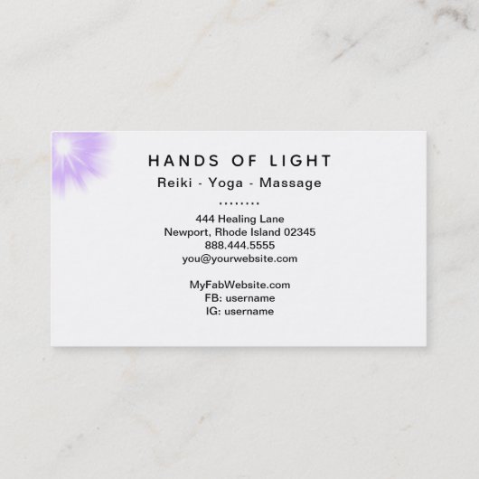 *~*エネルギーは霊気に治療ライトを渡します 名刺 (裏面)