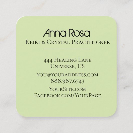 *~*エネルギークリスタル療法のヨガの霊気のマスター スクエア名刺 (裏面)