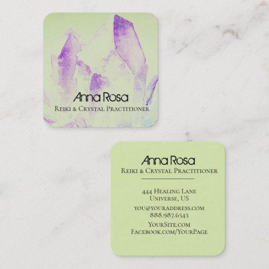 *~*エネルギークリスタル療法のヨガの霊気のマスター スクエア名刺 (正面/裏面)