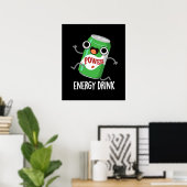 エネルギードリンク 面白い エネルギッシュドリンク パン ダークBG ポスター (ホームオフィス)