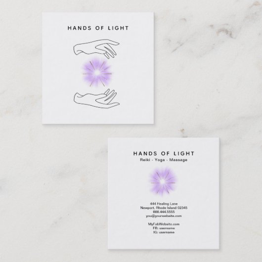 *~*エネルギーハンドボール霊気ヒーリングライト スクエア名刺 (正面/裏面)