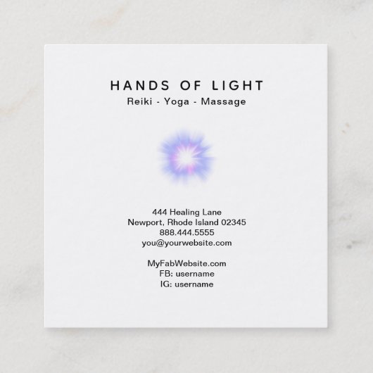 *~*エネルギーハンドボール|ライト霊気の修復 スクエア名刺 (裏面)