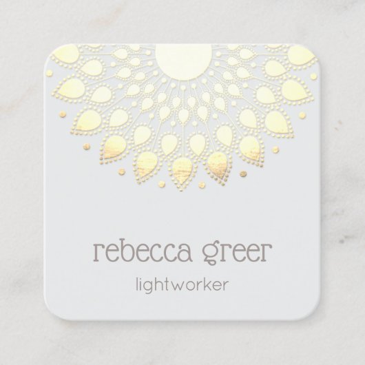 エネルギーヒーラーイエロー金ゴールドフローラロータスマンダラ スクエア名刺 (正面)