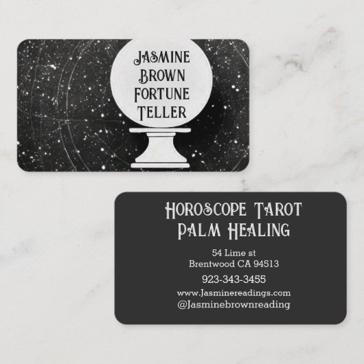 エネルギーヒーラークリスタルボールアンティーク灰色サイキック 名刺 (正面/裏面)