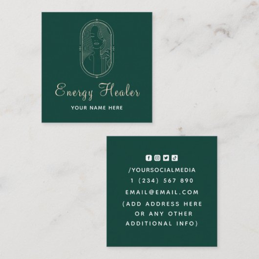 エネルギーヒーラースピリチュアルラインアールデコ霊気マスター スクエア名刺 (正面/裏面)