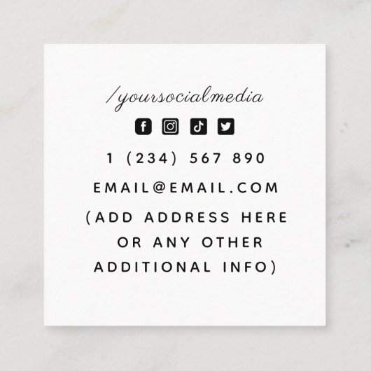 エネルギーヒーラー占い師の魔法の手&目 スクエア名刺 (裏面)