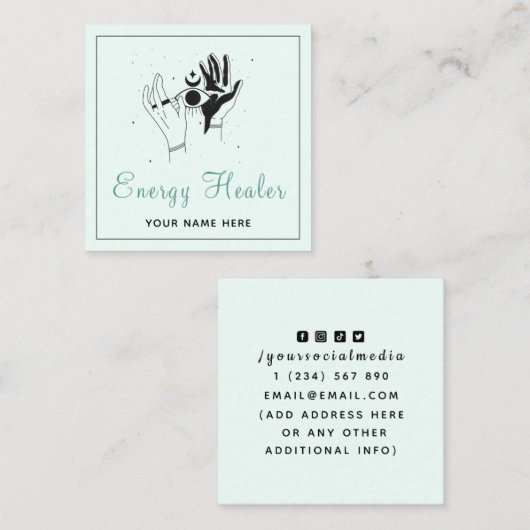 エネルギーヒーラー神秘的な手サードアイコズマモダンス スクエア名刺 (正面/裏面)