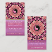 エネルギーヒーリングホリスティックピーチピンクビジネスカード 名刺 (正面/裏面)