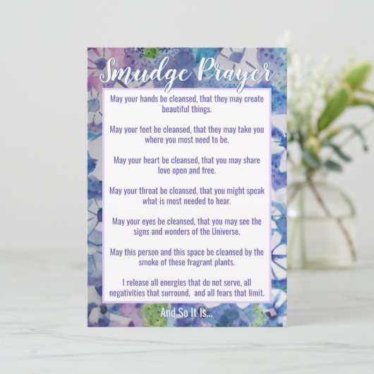 エネルギーフラットカード洗浄用汚れ祈りの言葉 招待状 (スタンド正面)