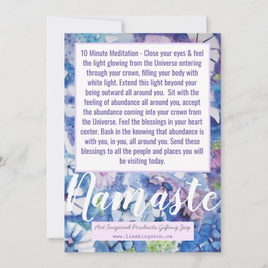 エネルギーフラットカード洗浄用汚れ祈りの言葉 招待状 (裏面)