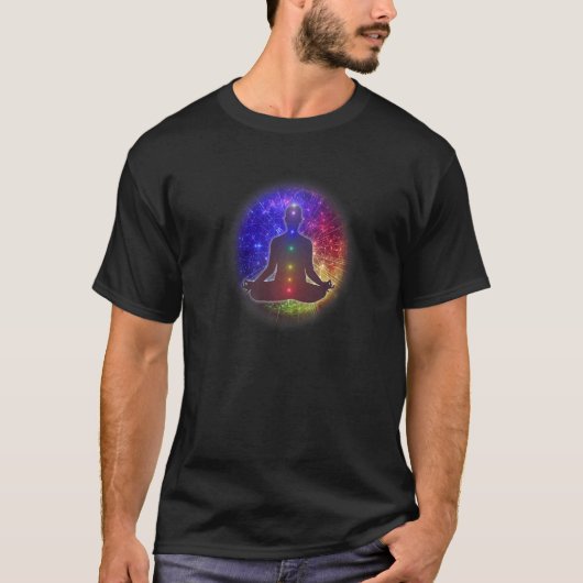 エネルギーフロー放射チャクラ瞑想 Tシャツ (正面)