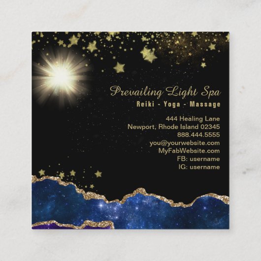 *~*エネルギーボールのAgate淡紫金ゴールド スクエア名刺 (裏面)