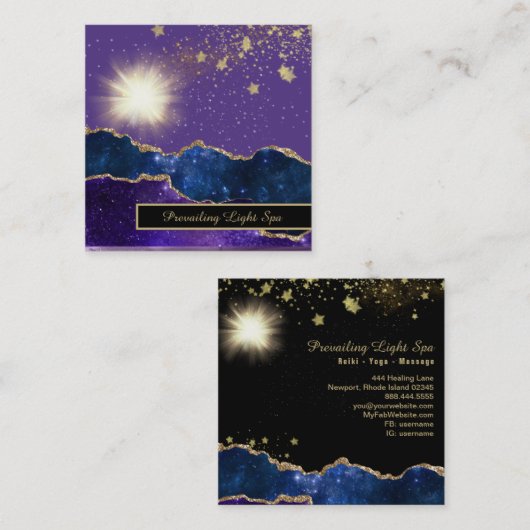 *～*エネルギーボールのAgate淡紫金ゴールド スクエア名刺 (正面/裏面)