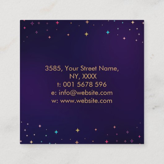 エネルギー修復の手 – チャクラ スクエア名刺 (裏面)