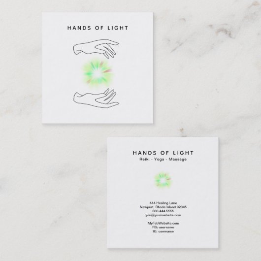 *~*エネルギー手球 + 霊気の治療ライト スクエア名刺 (正面/裏面)