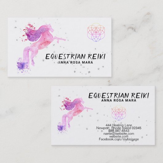 *~*エネルギー治療の乗馬の馬の霊気 名刺 (正面/裏面)