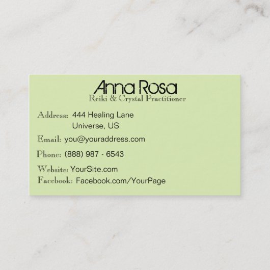 *~*エネルギー治療の霊気の水晶ヨガの霊気のマスター 名刺 (裏面)
