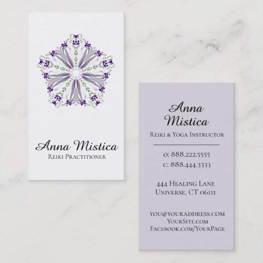 *~*エネルギー治療師のヨガの霊気のマッサージの曼荼羅 名刺 (正面/裏面)