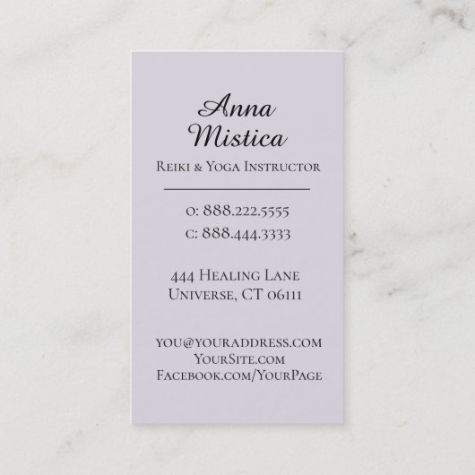 *~*エネルギー治療師のヨガの霊気のマッサージの曼荼羅 名刺 (裏面)